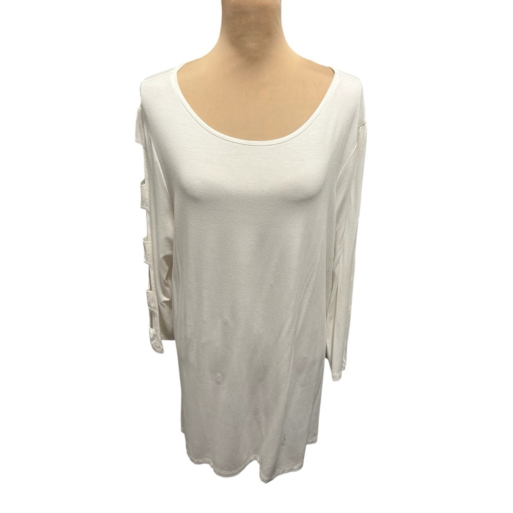 Chico's Zenergy Ecru Ivory Sydnie Sleeve Cutout Tunic Top Chico’s 3 = Women’s XL